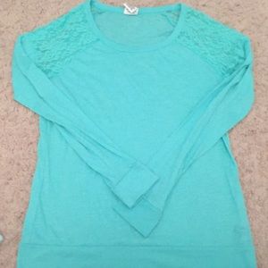 PINK long sleeve with lace shoulders